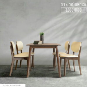 Bộ bàn ăn Rio Nâu 4 ghế